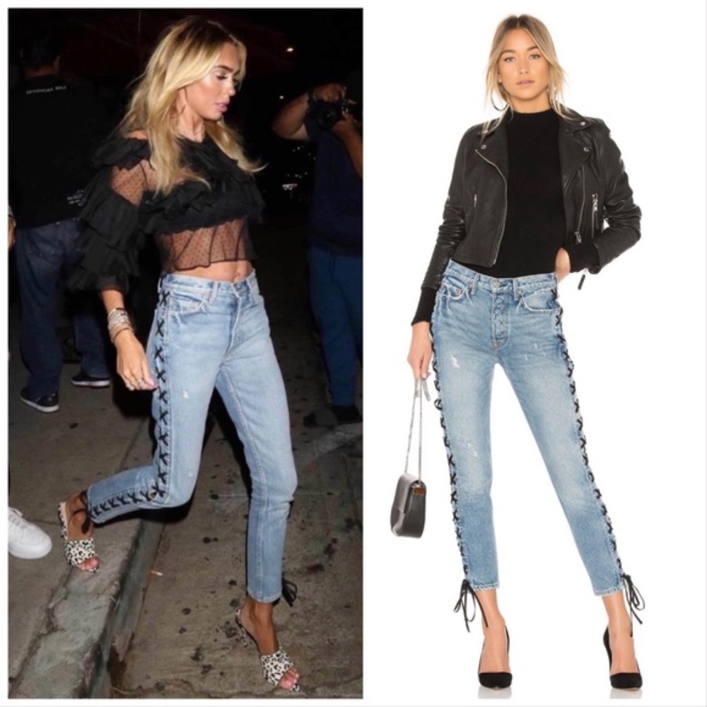 GRLFRND Karolina High Rise Lace Up Jeans 27 - Picture 10 of 10